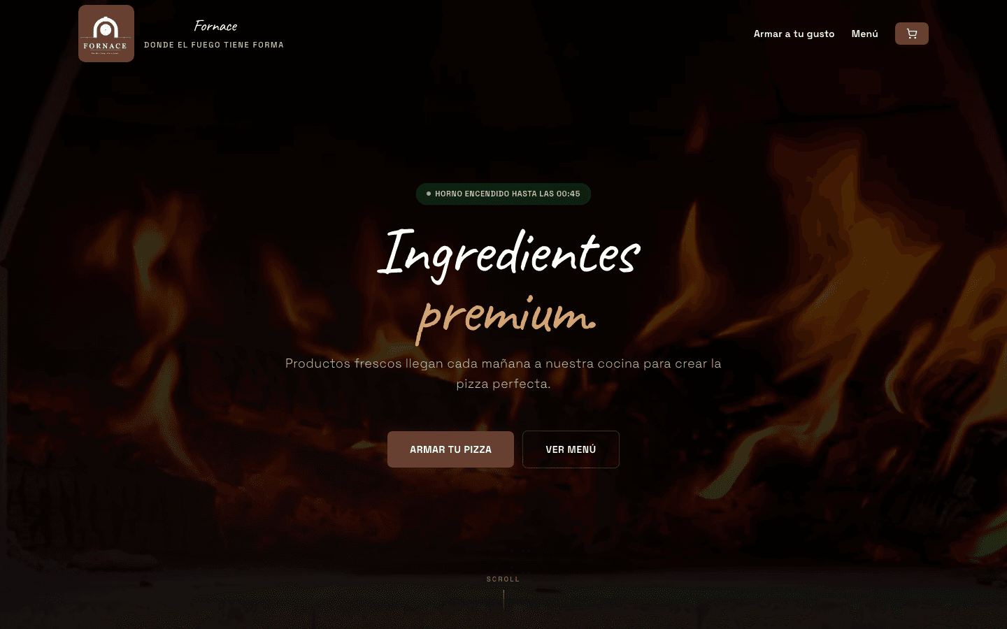 Landing de Fornace con el configurador Arma tu pizza